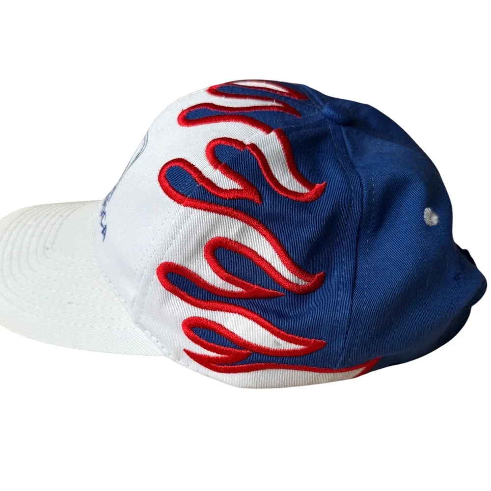 Road America‎ Flames Logo Baseball Cap Hat Men Blue White Red Racing Wisconsin